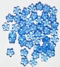 50 3x8mm Transparent Light Sapphire Cupped Flower Beads